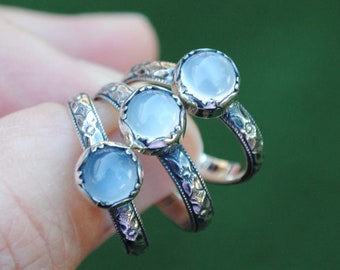 White Moonstone Ring, Sterling Silver White Moonstone Stacking Ring, Moonstone Jewelry (Made To Order)