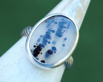 Montana Agate Ring, Sterling Silver Agate Ring, Montana Agate Jewelry, Size 9