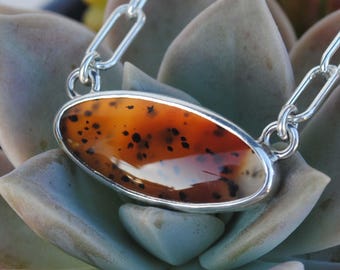 Montana Agate Necklace Sterling Silver Pendant, Montana Agate Jewelry
