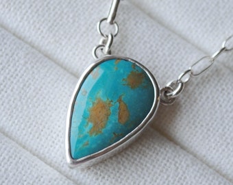 Royston Turquoise Drop Statement Necklace, Sterling Silver Royston Turquoise Jewelry