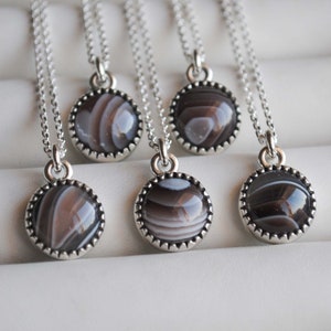 Botswana Agate Necklace, Sterling Silver Botswana Agate Pendant, Botswana Agate Jewelry