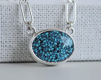 Kingman Spiderweb Turquoise Necklace, Sterling Silver Kingman Spiderweb Turquoise Jewelry