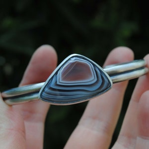 Botswana Agate Sterling Silver Cuff Bracelet, Botswana Agate Jewelry