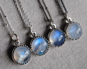 Sterling Silver Rainbow Moonstone Necklace, Rainbow Moonstone Pendant Jewelry