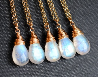 Moonstone Necklace 14K Gold Filled, Moonstone Jewelry, Rainbow Moonstone Necklace Gold Fill