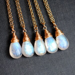 Moonstone Necklace 14K Gold Filled, Moonstone Jewelry, Rainbow Moonstone Necklace Gold Fill