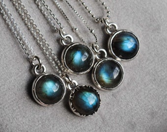 Sterling Silver Labradorite Necklace, Labradorite Pendant Jewelry