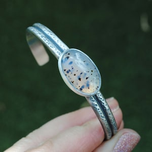 Brazalete de plata esterlina de ágata de Montana, joyería de ágata de Montana