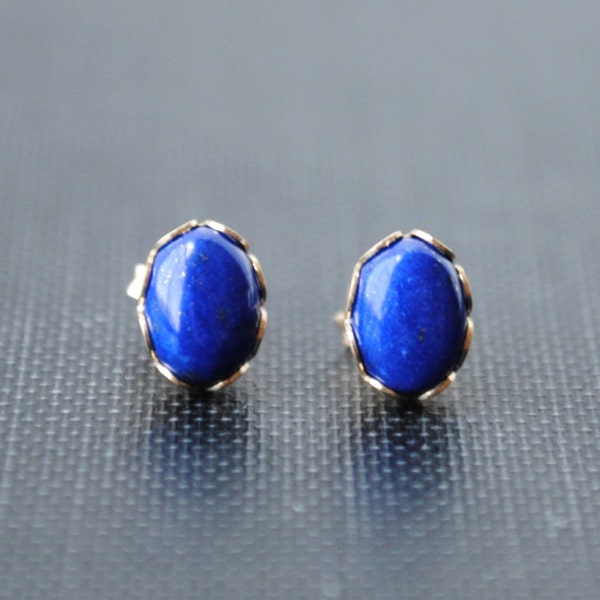 Lapis Ohrstecker, Lapis Lazuli Ohrstecker, Gold Lapis Ohrringe, Ohrstecker