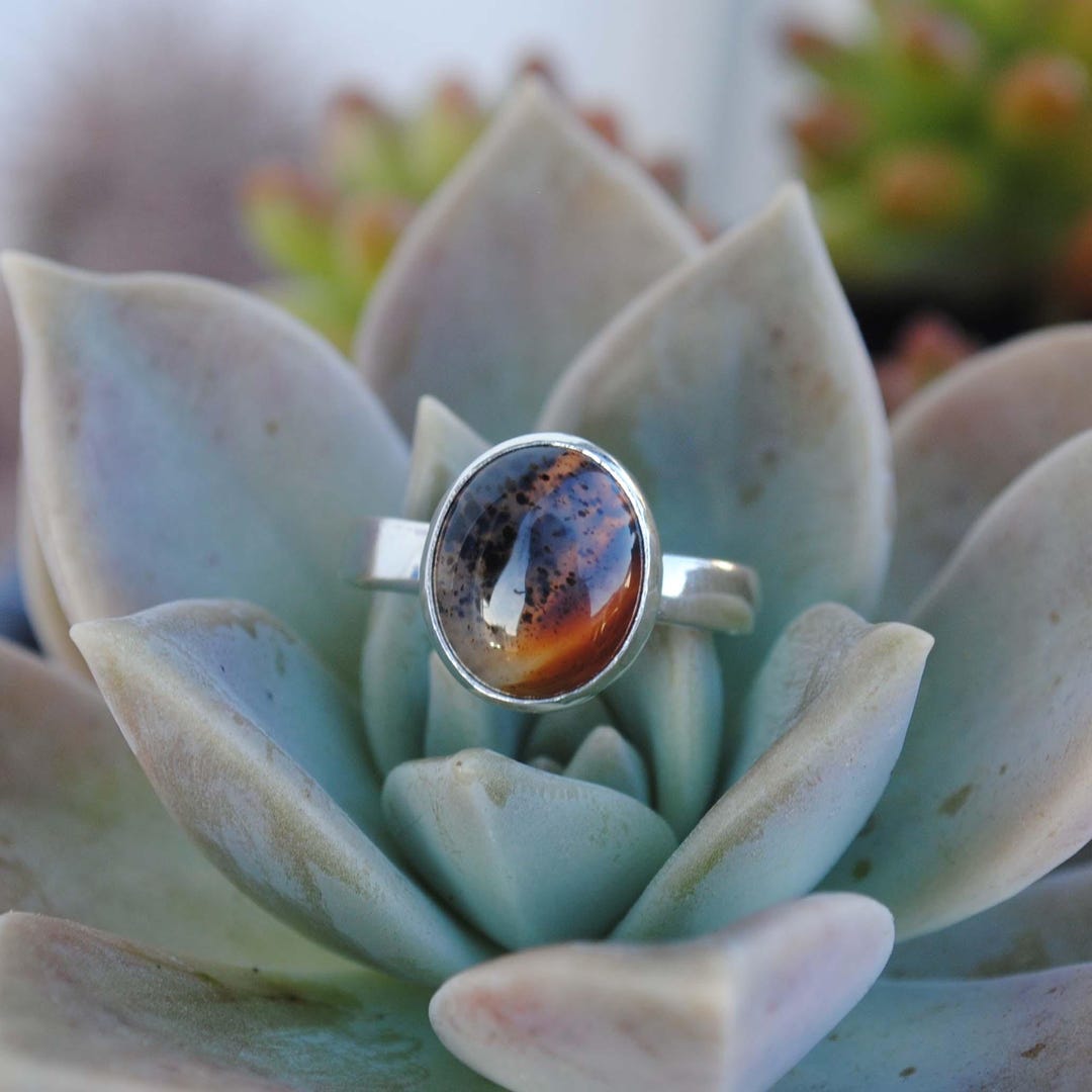 モンタナアゲートリング、スターリングシルバーアゲートリング