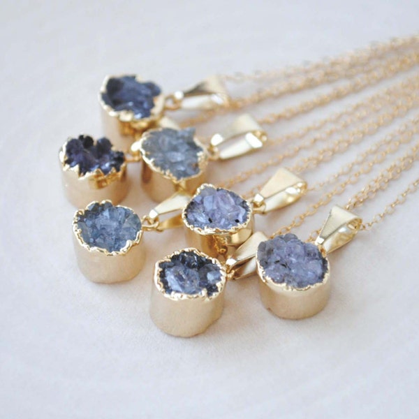 Druzy Necklace, Gold Druzy Necklace, Small Druzy Necklace, Gold Druzy Jewelry