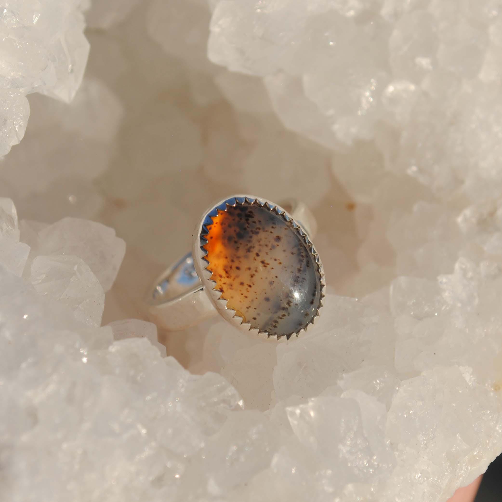 モンタナアゲートリング、スターリングシルバーアゲートリング