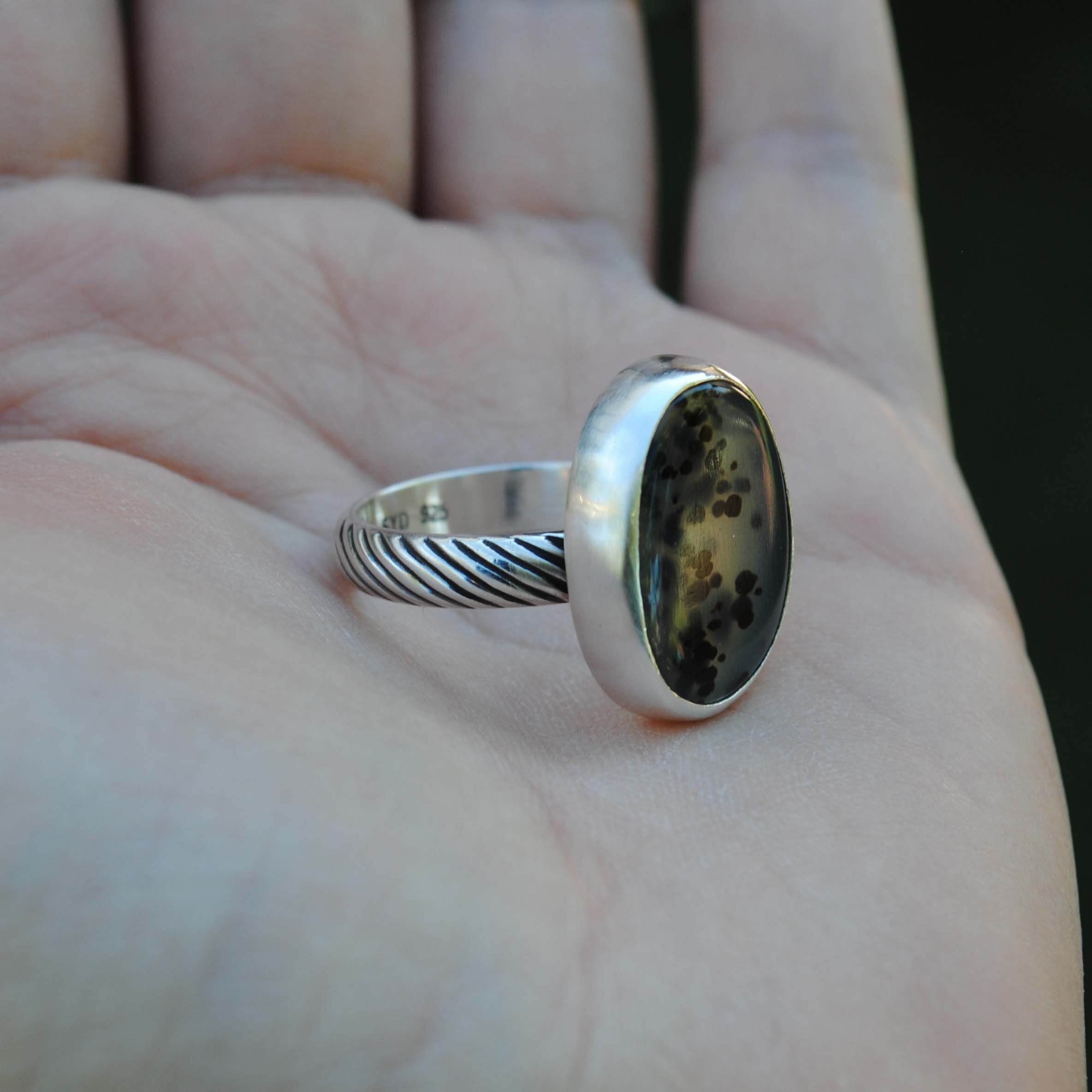 モンタナアゲートリング、スターリングシルバーアゲートリング