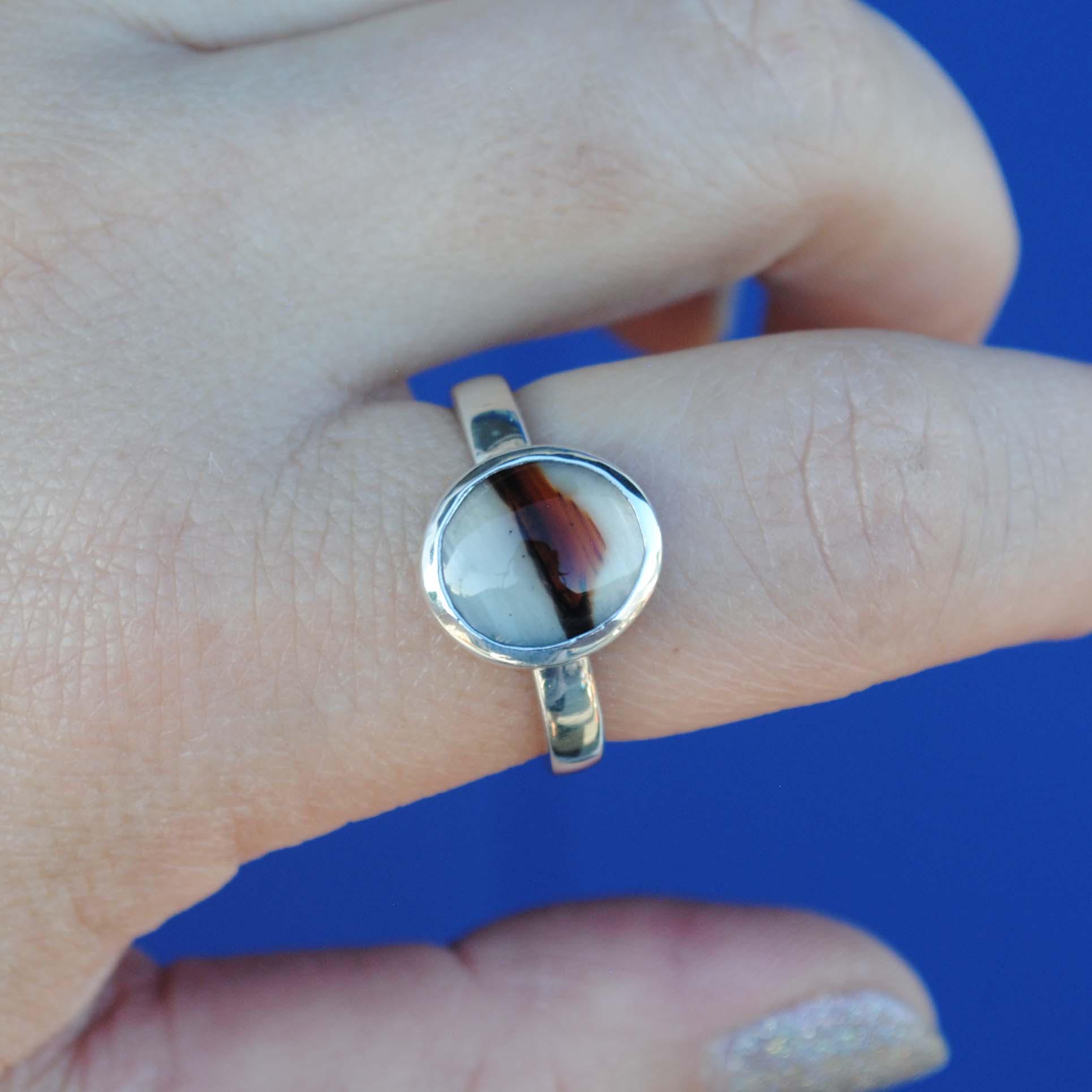 モンタナアゲートリング、スターリングシルバーアゲートリング