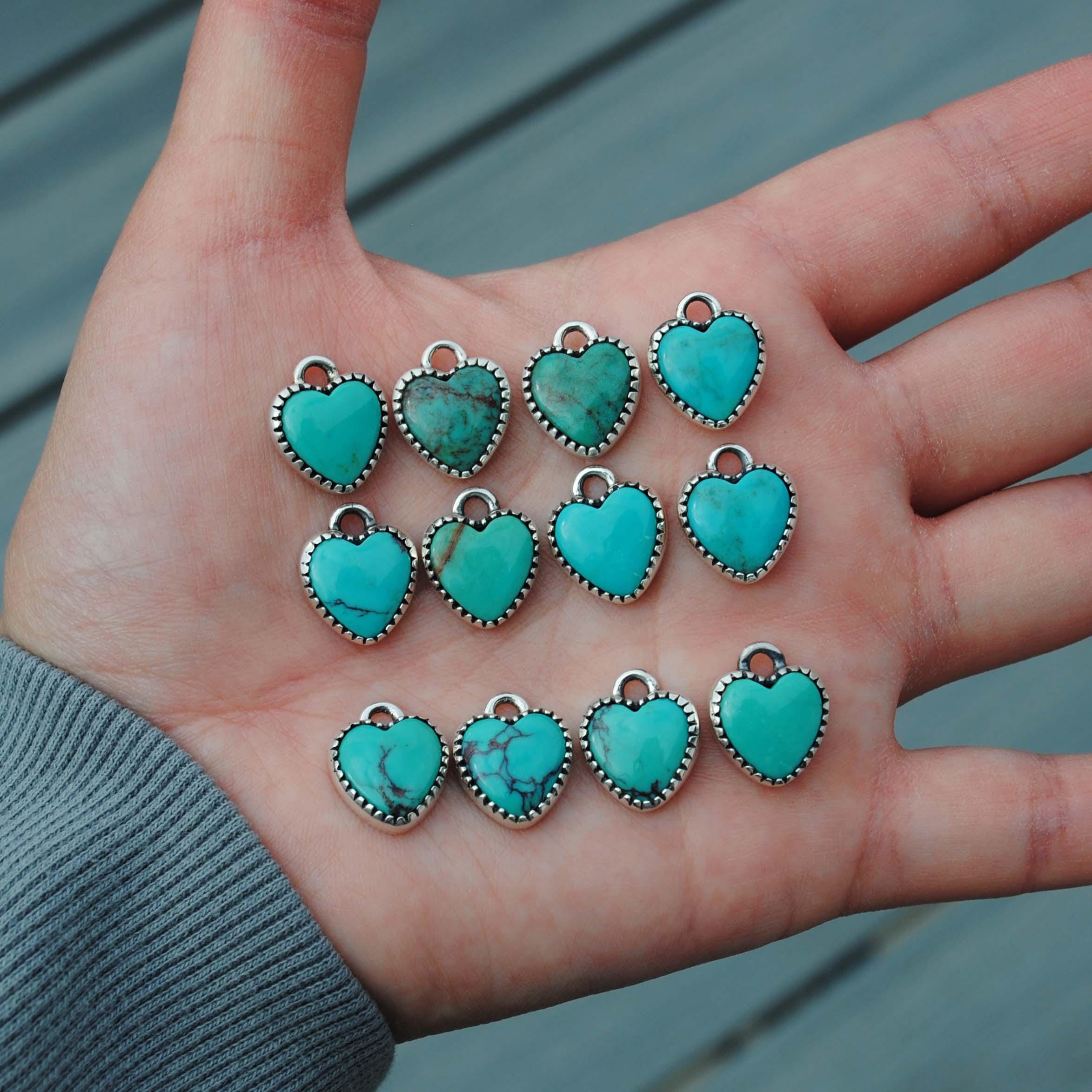 アクセサリー Lion Heart 925 Turquoise Necklace Rank B Sterling Silver Turquoise Heart Necklace, Little Turquoise Heart
