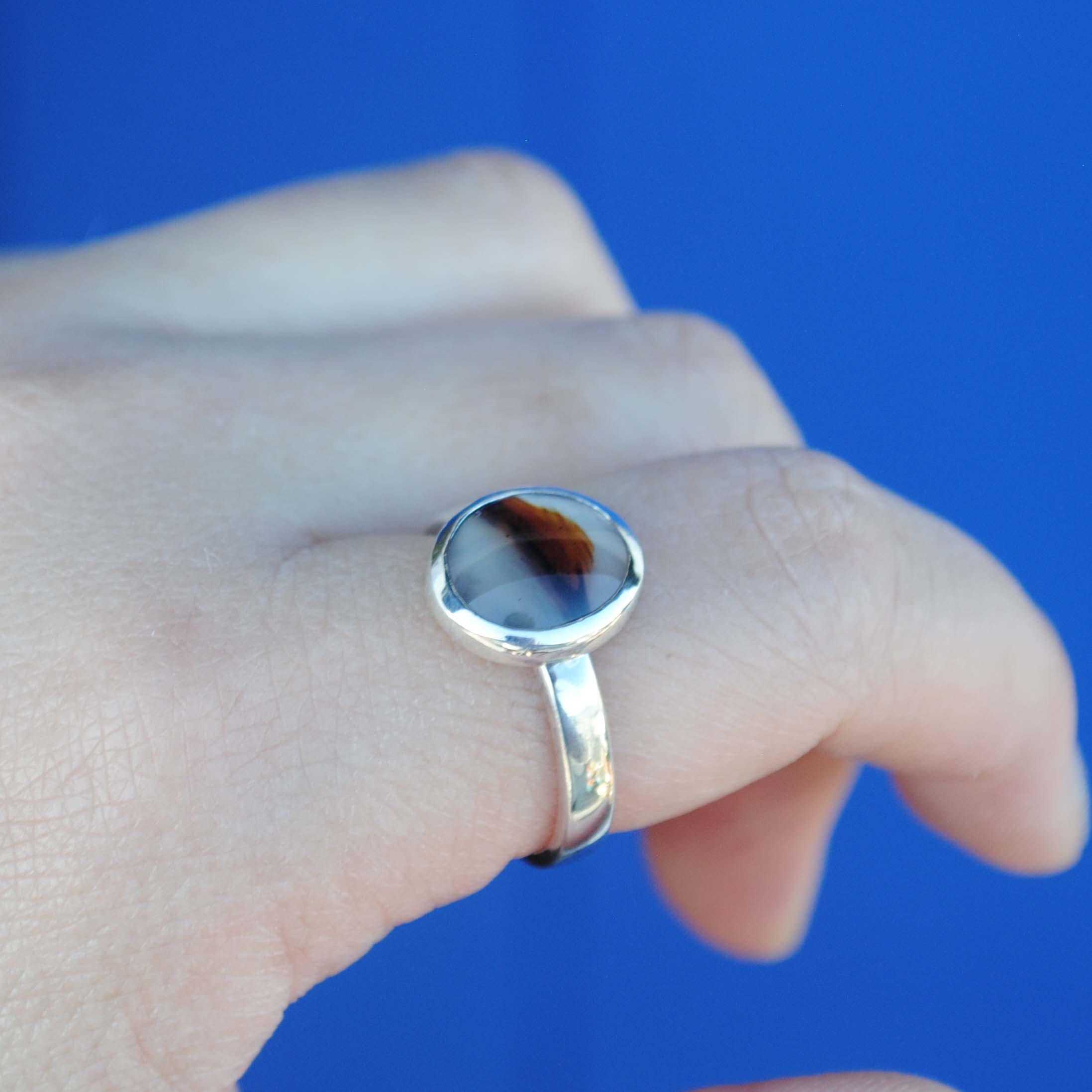 モンタナアゲートリング、スターリングシルバーアゲートリング