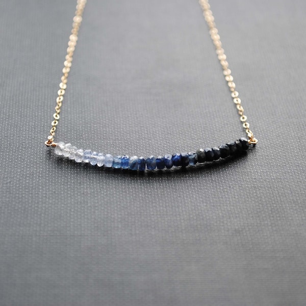 Ombre Sapphire Necklace, Blue Sapphire Necklace, Ombre Necklace, Sapphire Jewelry