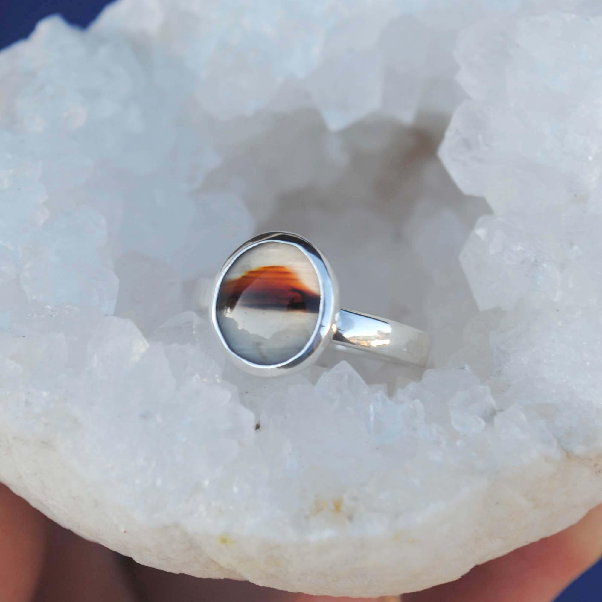 モンタナアゲートリング、スターリングシルバーアゲートリング