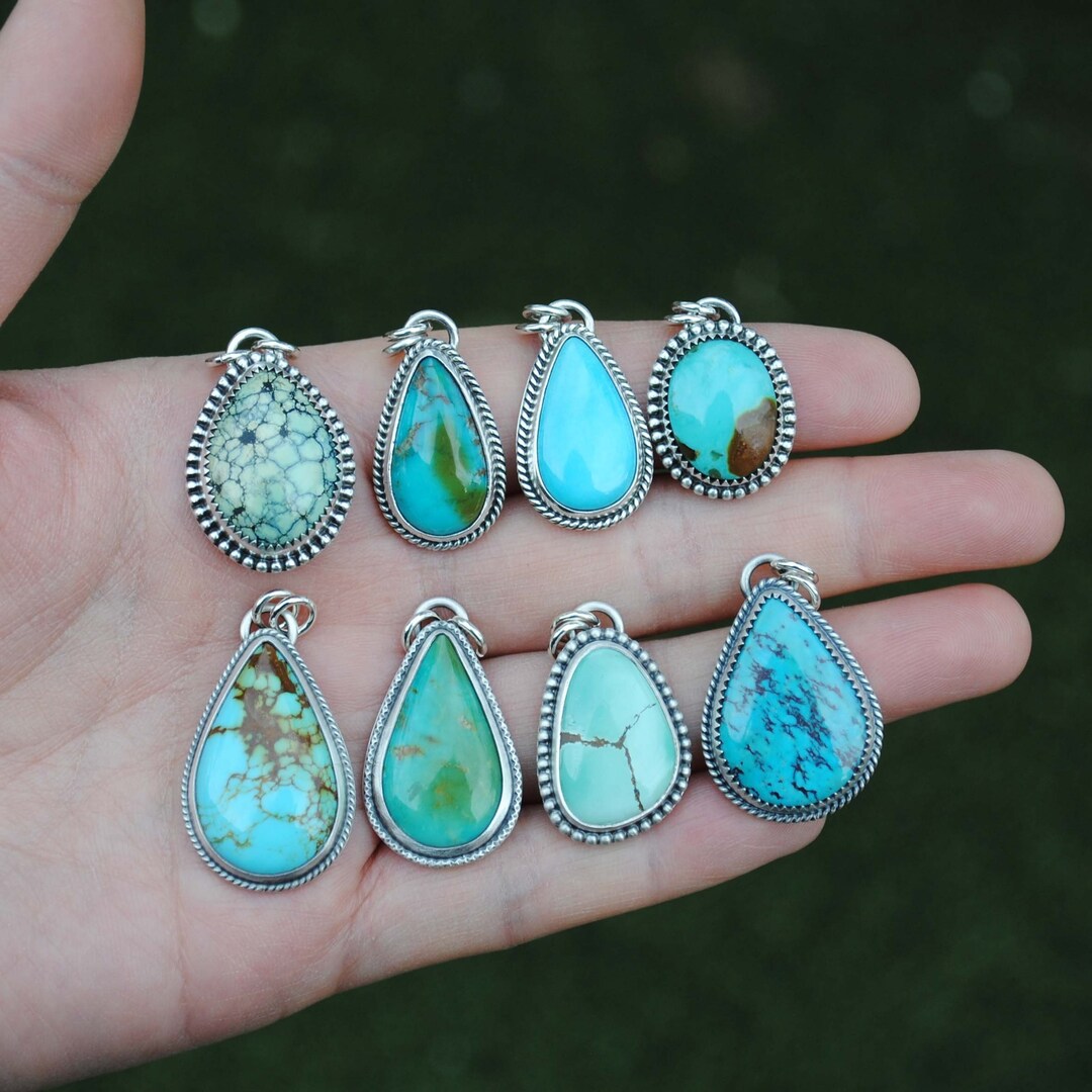 Turquoise Necklace, Silver Turquoise Necklace, Turquoise Jewelry ...