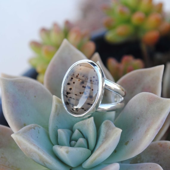 モンタナアゲートリング、スターリングシルバーアゲートリング