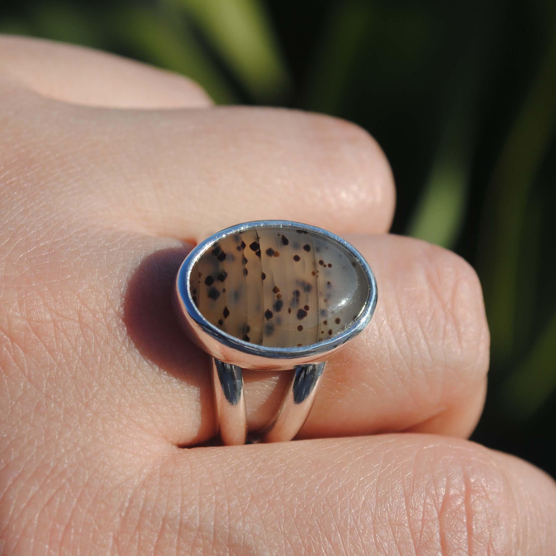 モンタナアゲートリング、スターリングシルバーアゲートリング