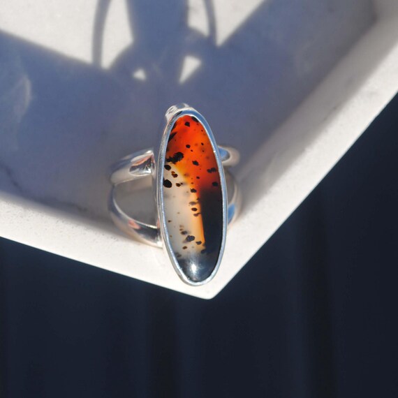 新品モンタナアゲート　シルバーリング モンタナアゲートリング、スターリングシルバーアゲートリング