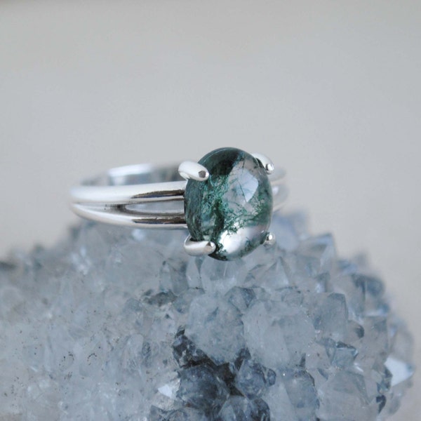 Moss Agate Ring - Sterling Silver Ring - Moss Agate Jewelry