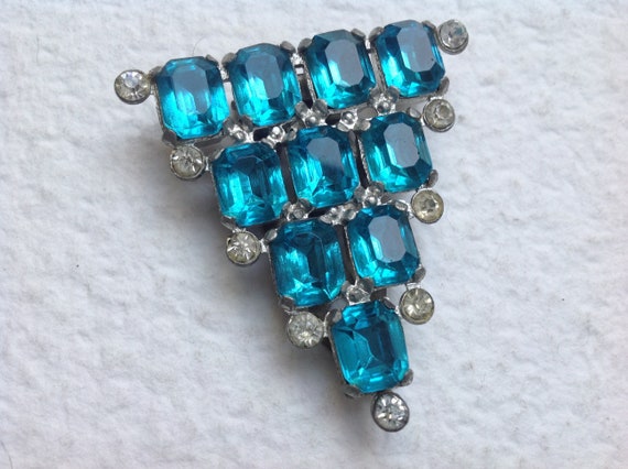 ART DECO Gorgeous Light Blue Glass Stones Vintage… - image 1