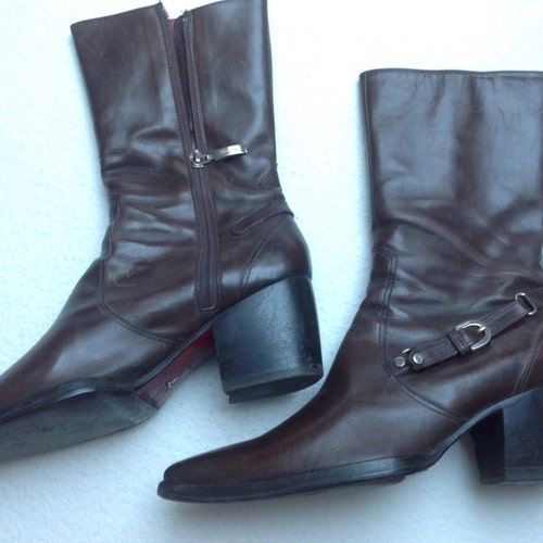 Vtg Luxury Italian shops Woman Boots CESARE PACIOTTI Dark Brown Size Eu 37