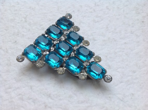 ART DECO Gorgeous Light Blue Glass Stones Vintage… - image 7