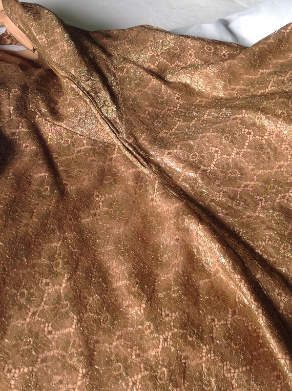 Rare Vtg 50s gold thread dress // 1950s gold spar… - image 8