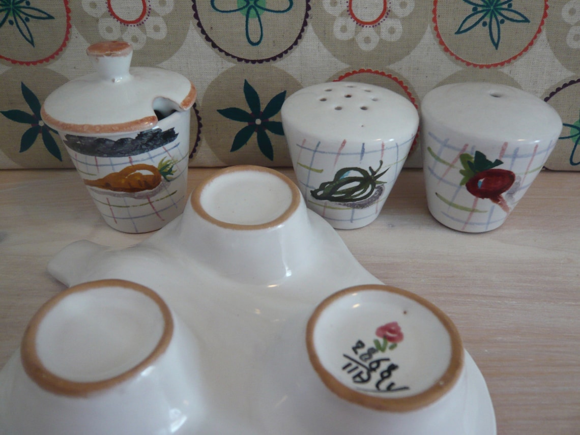 Italian Cruet Set Vegetable Design Salt and Pepper Pots and Etsy