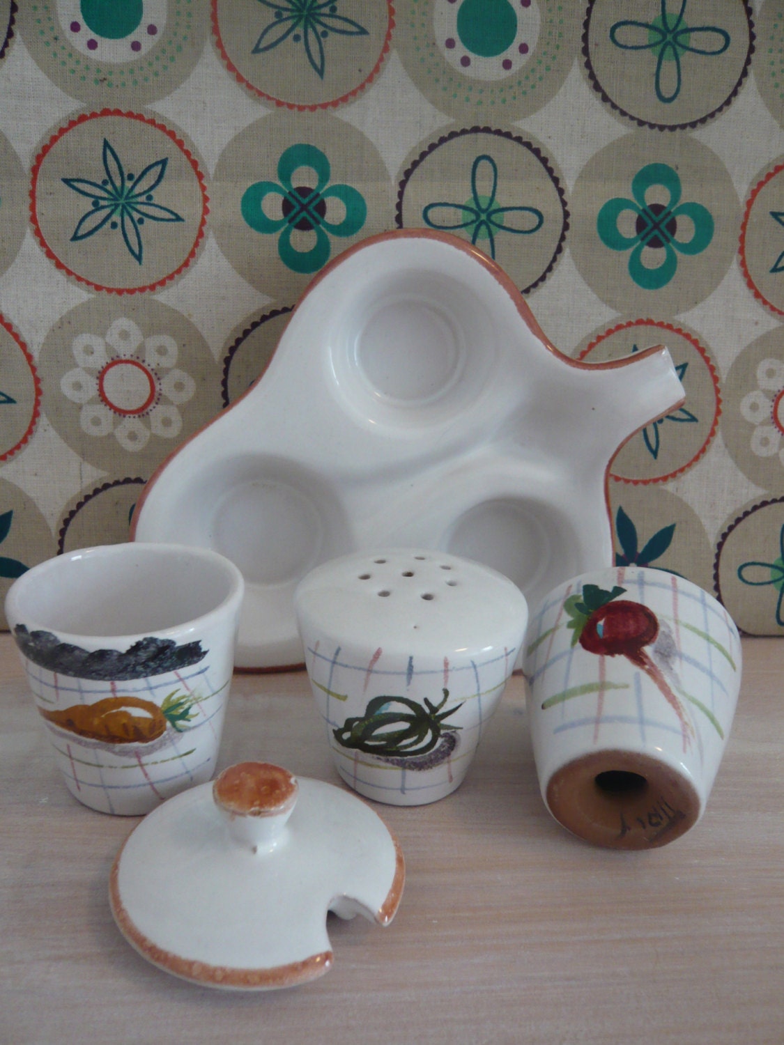 Italian Cruet Set Vegetable Design Salt and Pepper Pots and Etsy