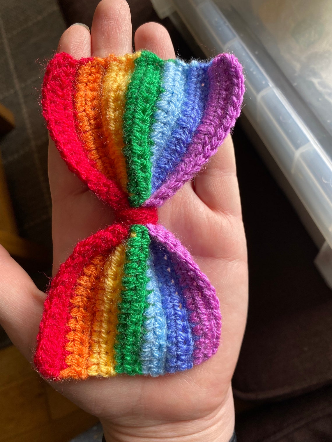 Rainbow hair clip bow elastic crochet baby toddler kids adult Etsy