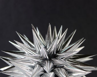 Tree Topper Silver Metallic Paper | Polish Star | Celestial Holiday Decoration | 6" or 8.5"