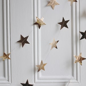 Champagne Gold Metallic Star Garland Christmas Tree Garland Gold Star Banner Celestial Garland Star Nursery Wedding Decor, 13 feet image 4