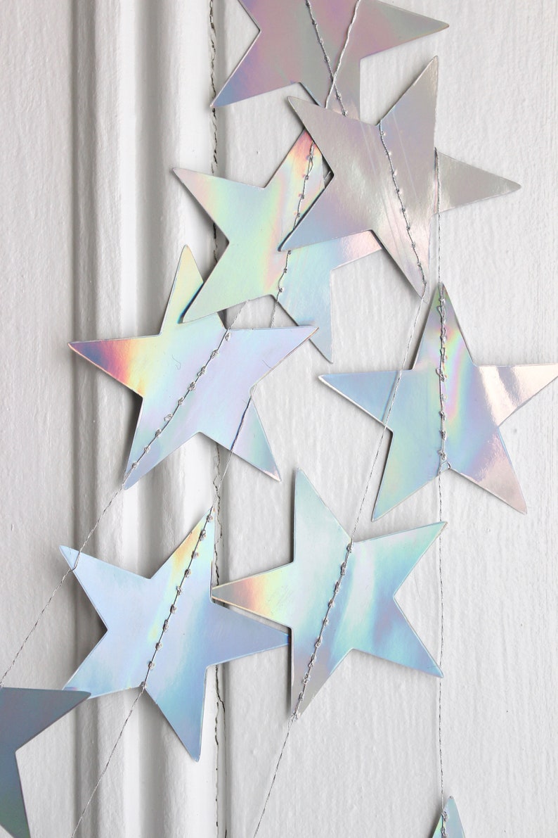 Iridescent Metallic Star Garland Star Shower Birthday Party Banner Celestial Wedding Decor Nursery Decor Constellation, 13 ft image 6