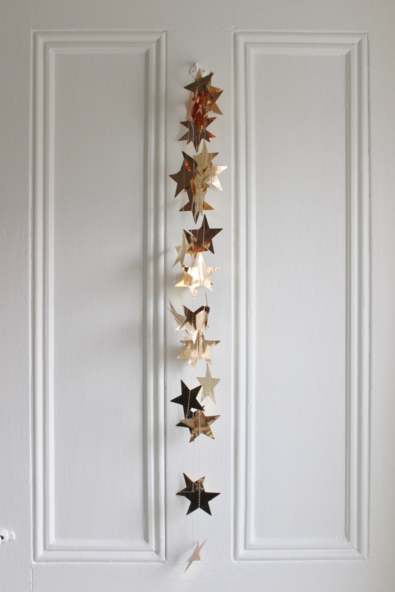 Champagne Gold Metallic Star Garland Christmas Tree Garland Gold Star Banner Celestial Garland Star Nursery Wedding Decor, 13 feet image 7