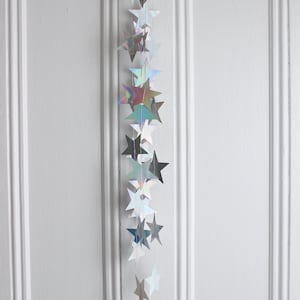 Iridescent Metallic Star Garland Star Shower Birthday Party Banner Celestial Wedding Decor Nursery Decor Constellation, 13 ft image 4