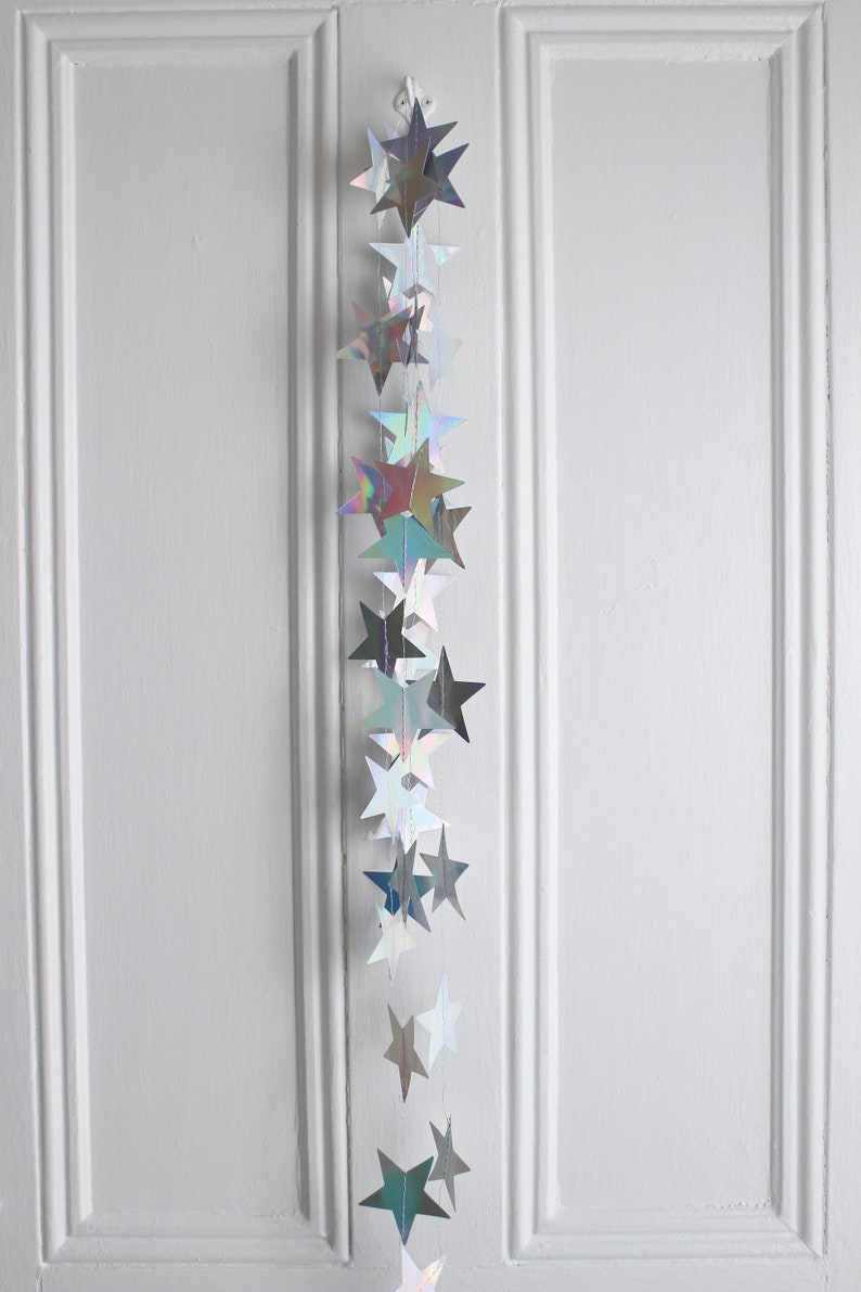 Iridescent Metallic Star Garland Star Shower Birthday Party Banner Celestial Wedding Decor Nursery Decor Constellation, 13 ft image 4