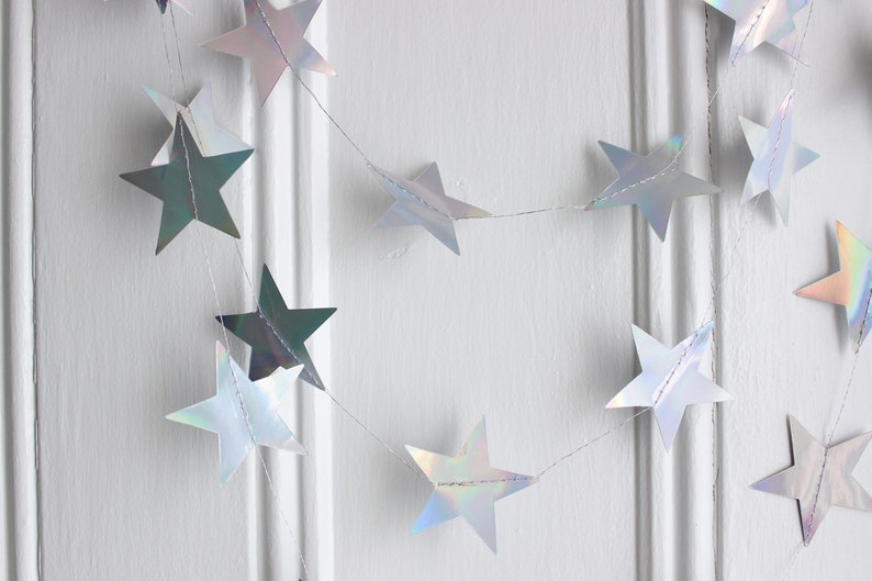 Iridescent Metallic Star Garland Star Shower Birthday Party Banner Celestial Wedding Decor Nursery Decor Constellation, 13 ft image 7