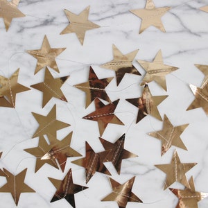 Champagne Gold Metallic Star Garland Christmas Tree Garland Gold Star Banner Celestial Garland Star Nursery Wedding Decor, 13 feet image 3