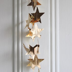 Champagne Gold Metallic Star Garland Christmas Tree Garland Gold Star Banner Celestial Garland Star Nursery Wedding Decor, 13 feet image 8