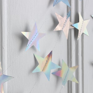 Iridescent Metallic Star Garland Star Shower Birthday Party Banner Celestial Wedding Decor Nursery Decor Constellation, 13 ft image 8