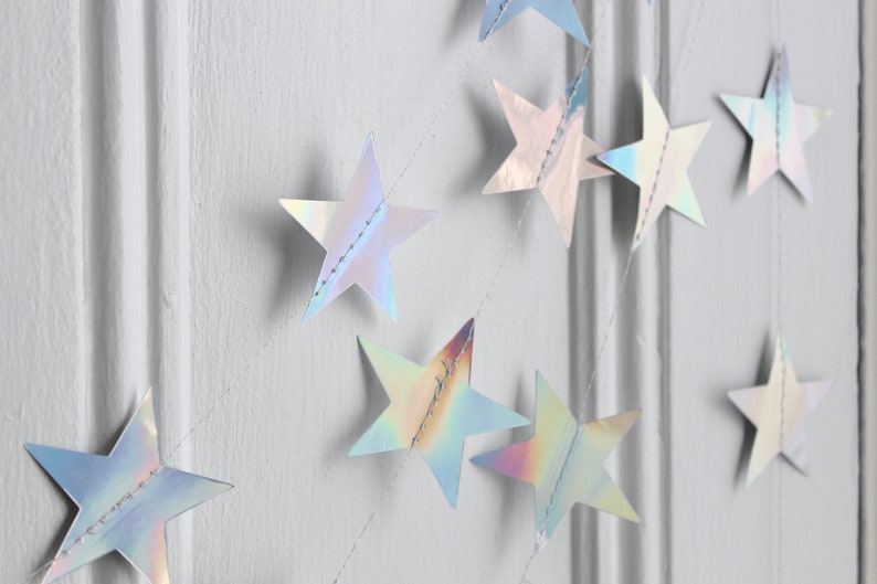 Iridescent Metallic Star Garland Star Shower Birthday Party Banner Celestial Wedding Decor Nursery Decor Constellation, 13 ft image 8