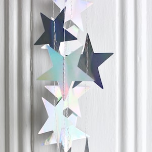 Iridescent Metallic Star Garland Star Shower Birthday Party Banner Celestial Wedding Decor Nursery Decor Constellation, 13 ft image 3