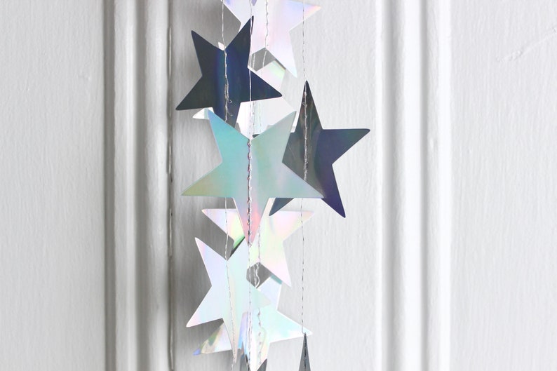 Iridescent Metallic Star Garland Star Shower Birthday Party Banner Celestial Wedding Decor Nursery Decor Constellation, 13 ft image 3