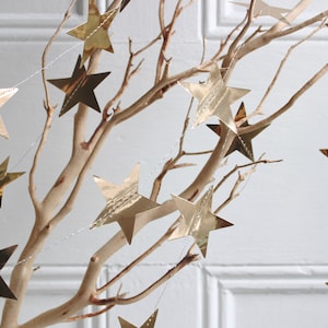 Champagne Gold Metallic Star Garland | Christmas Tree Garland | Gold Star Banner | Celestial Garland | Star Nursery | Wedding Decor, 13 feet