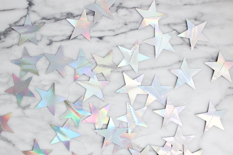 Iridescent Metallic Star Garland Star Shower Birthday Party Banner Celestial Wedding Decor Nursery Decor Constellation, 13 ft image 2