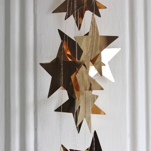 Champagne Gold Metallic Star Garland Christmas Tree Garland Gold Star Banner Celestial Garland Star Nursery Wedding Decor, 13 feet image 6